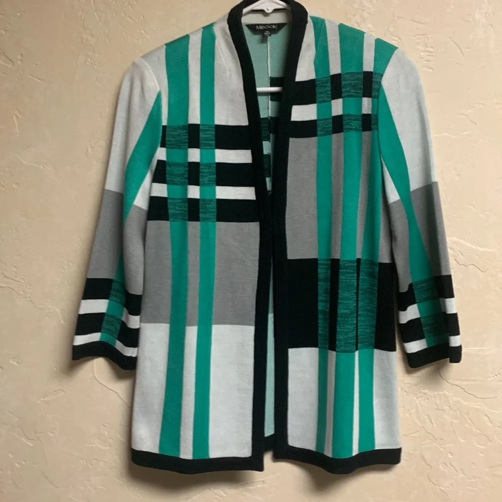 Misook Color block knit jacket - Picture 1 of 4